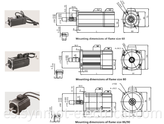 Synmot 260mm 47kw 264n.m 1700RPM Uma de enfriamiento líquido Imán permanente Motor de CA